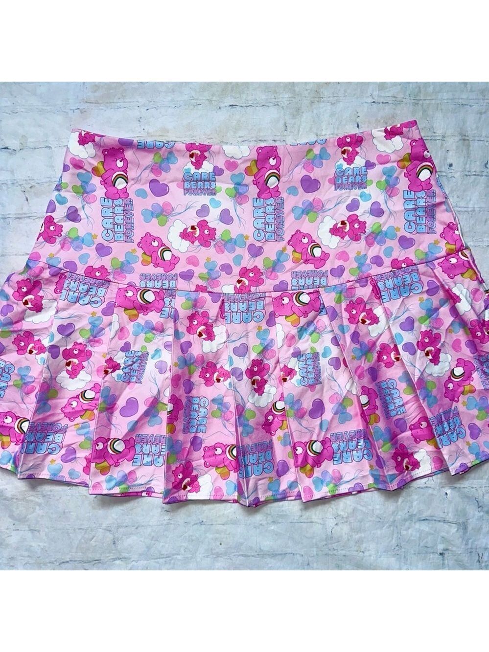 NWOT Women's 2XL SHEIN Care Bears Pleated Skirt Pink